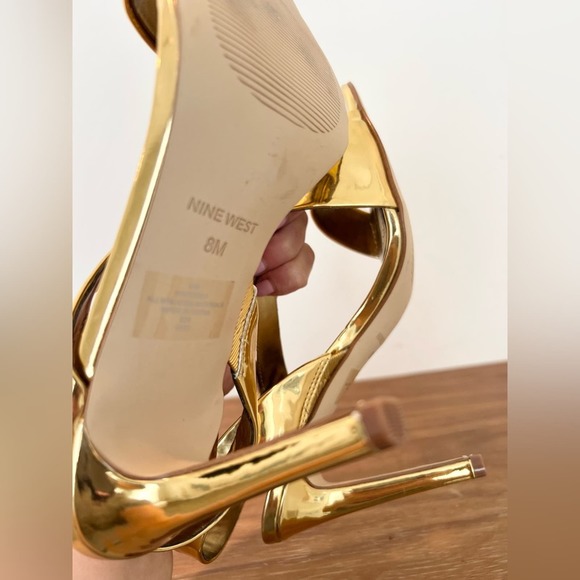 Nine West Golden Itzel dress mirrored heel sandals size 8 - Picture 7 of 9